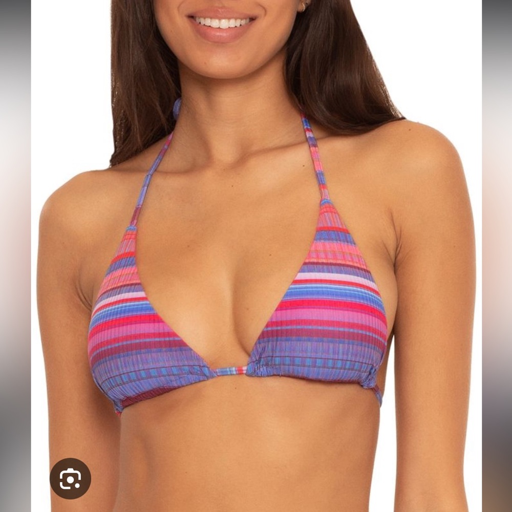 Becca Stripe Therapy reversible triangle bikini top medium - Picture 3 of 10